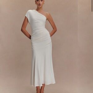 Elegant Off-Shoulder White Meshki Dress - Chloe